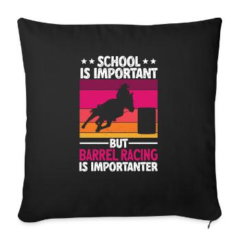 Cheval de course de barils de rodéo - Housse de coussin décorative 45 x 45 cm - noir - Devant