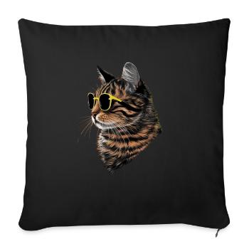 Bombay Cat Sonnenbrille Geschenk - Sofakissenbezug 45 x 45 cm - Schwarz - Vorne