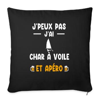 conducteur je peux pas j'ai char à voile apéro - Housse de coussin décorative 45 x 45 cm - noir - Devant