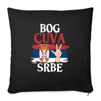 Serbien Flagge Serbia Srbija Majice Bog cuva Srbe - Sofakissenbezug 45 x 45 cm - Schwarz - Vorne