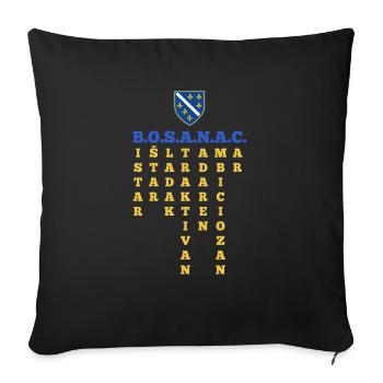 Chemise Bosna drapeau de la Bosnie – Bosniaque parfaite - Housse de coussin décorative 45 x 45 cm - noir - Devant