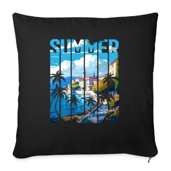 Croatie Croatie Hrvatska voyage été opatija - Housse de coussin décorative 45 x 45 cm - noir - Devant