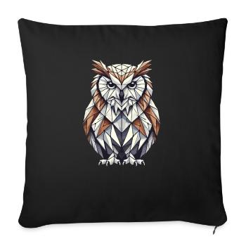 Geometric Art Owl Bird Owlet Owls Lover - Sofa pillowcase 17,3'' x 17,3'' (45 x 45 cm) - black - Front