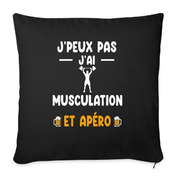 Sportsman I can't I have bodybuilding aperitif - Sofa pillowcase 17,3'' x 17,3'' (45 x 45 cm) - black - Front