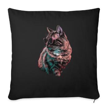 Sonnenbrille der Burma-Katze Geschenk - Sofakissenbezug 45 x 45 cm - Schwarz - Vorne