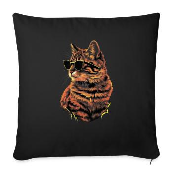Ragdoll-Katzen-Sonnenbrille Geschenk - Sofakissenbezug 45 x 45 cm - Schwarz - Vorne