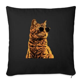 Sonnenbrille mit Somali-Katze Geschenk - Sofakissenbezug 45 x 45 cm - Schwarz - Vorne