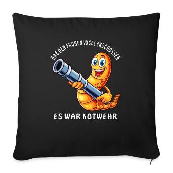 SHOT THE EARLY BIRD SELF-DEFENSE - Sofa pillowcase 17,3'' x 17,3'' (45 x 45 cm) - black - Front