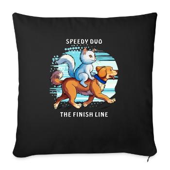 DOG CAT SPEEDY DUO THE FINISH LINE - Sofa pillowcase 17,3'' x 17,3'' (45 x 45 cm) - black - Front
