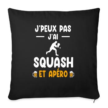 badiste je peux pas j'ai squash apéro - Housse de coussin décorative 45 x 45 cm - noir - Devant