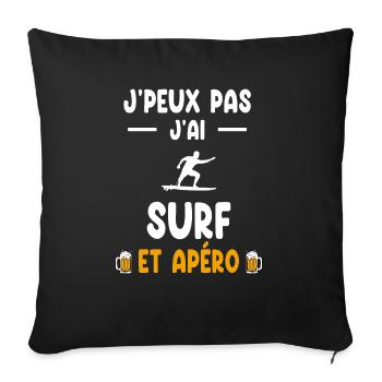 surfer I can't I surf man aperitif - Sofa pillowcase 17,3'' x 17,3'' (45 x 45 cm) - black - Front
