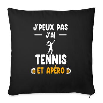tennis player I can't I have tennis man aperitif - Sofa pillowcase 17,3'' x 17,3'' (45 x 45 cm) - black - Front
