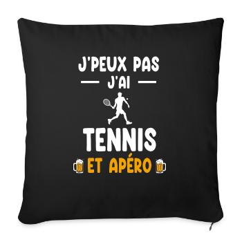 tennis player I can't I have tennis aperitif - Sofa pillowcase 17,3'' x 17,3'' (45 x 45 cm) - black - Front