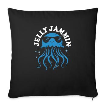 Méduse Jelly Jammin avec tentacules, créatures marines - Housse de coussin décorative 45 x 45 cm - noir - Devant