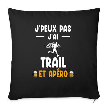 traileur je peux pas j'ai trail apéro - Housse de coussin décorative 45 x 45 cm - noir - Devant