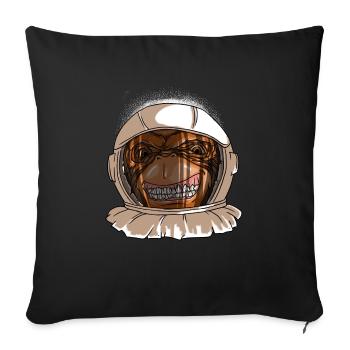 Astronaut Monkey Head Funny Smiling Space Monkey - Sofa pillowcase 17,3'' x 17,3'' (45 x 45 cm) - black - Front