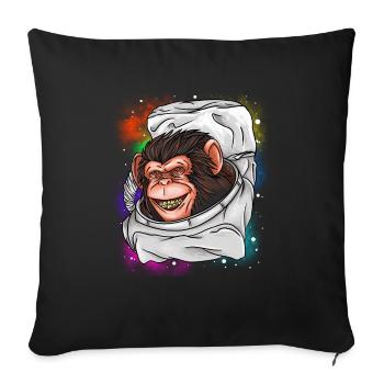 T-shirt Singe Astronaute - Drôle Souriant Espace - Housse de coussin décorative 45 x 45 cm - noir - Devant