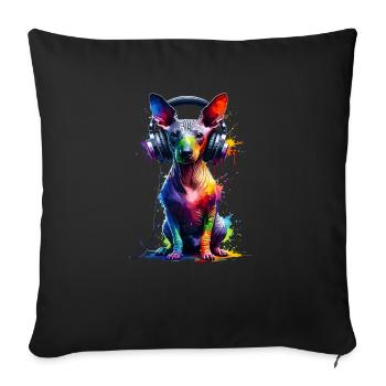 Coloré Splash Art Casque Péruvien Sans Cheveux - Housse de coussin décorative 45 x 45 cm - noir - Devant