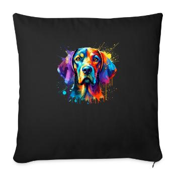 Bunte Splash Art Plott Hund Plott Hund - Sofakissenbezug 45 x 45 cm - Schwarz - Vorne