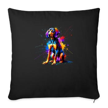 Bunte Splash Art Plott Hund Plott Hund - Sofakissenbezug 45 x 45 cm - Schwarz - Vorne