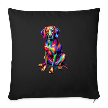 Bunte Pop Art Plott Hound Plott Hund - Sofakissenbezug 45 x 45 cm - Schwarz - Vorne
