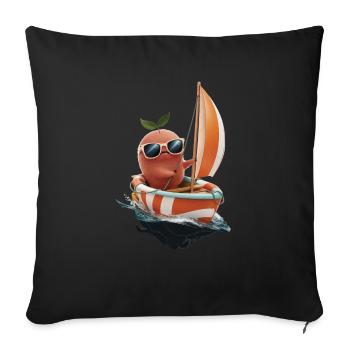 Obst Aprikose Bootfahren Geschenk - Sofakissenbezug 45 x 45 cm - Schwarz - Vorne