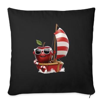 Obst Apfel Bootfahren Geschenk - Sofakissenbezug 45 x 45 cm - Schwarz - Vorne