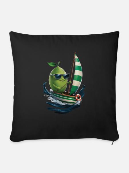 Frucht Limette Bootfahren Geschenk - Sofakissenbezug 45 x 45 cm - Schwarz