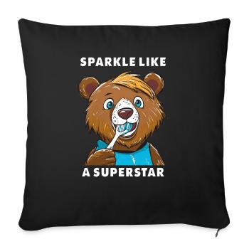 BÄR SPARKLE LIKE A SUPERSTAR - Sofakissenbezug 45 x 45 cm - Schwarz - Vorne