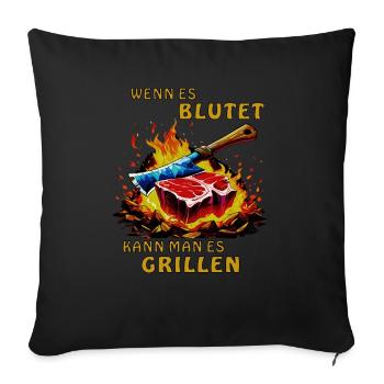 STEAK IF IT BLEEDS YOU CAN GRILL IT - Sofa pillowcase 17,3'' x 17,3'' (45 x 45 cm) - black - Front
