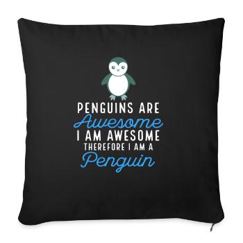 Les pingouins sont géniaux Je suis génial Pingouin mignon Jeu de mots - Housse de coussin décorative 45 x 45 cm - noir - Devant