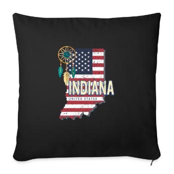 Indiana United States Map Souvenir - Sofa pillowcase 17,3'' x 17,3'' (45 x 45 cm) - black - Front