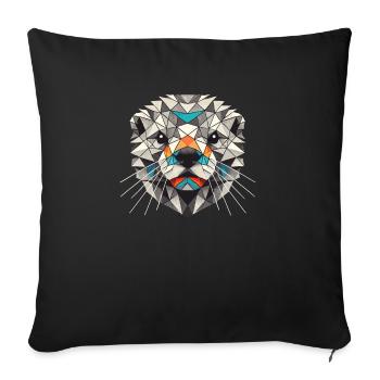 Geometric Art Otters - Sofa pillowcase 17,3'' x 17,3'' (45 x 45 cm) - black - Front