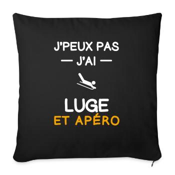 je peux pas j'ai luge apéro lugeur - Housse de coussin décorative 45 x 45 cm - noir - Devant