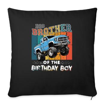Grand frère du Monster Truck Birthday Boy - Housse de coussin décorative 45 x 45 cm - noir - Devant