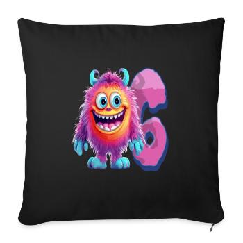 Monster-design Für Kinder – Sechs Jahre - Sofakissenbezug 45 x 45 cm - Schwarz - Vorne