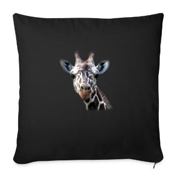Tête de girafe Photo Cool Grande Tête D’animal Graphique - Housse de coussin décorative 45 x 45 cm - noir - Devant
