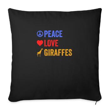 Paix Amour Girafes Amusant Grand Amoureux des animaux Girafe - Housse de coussin décorative 45 x 45 cm - noir - Devant