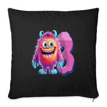 Design de monstre pour les enfants – 3 ans - Housse de coussin décorative 45 x 45 cm - noir - Devant