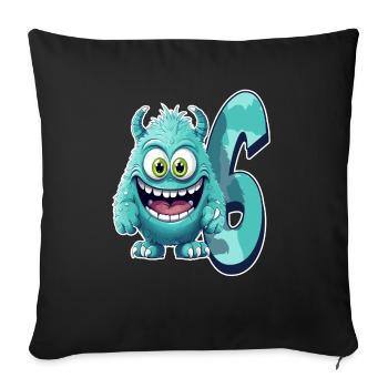 Monster-design Für Kinder – Sechs Jahre - Sofakissenbezug 45 x 45 cm - Schwarz - Vorne