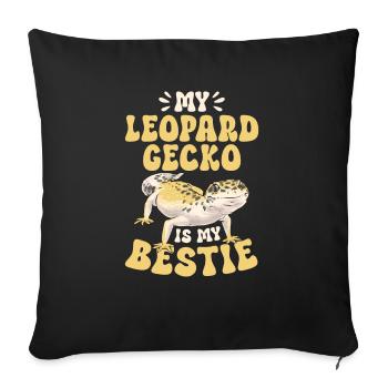 Leopard Gecko Reptile Pet Gecko - Sofa pillowcase 17,3'' x 17,3'' (45 x 45 cm) - black - Front