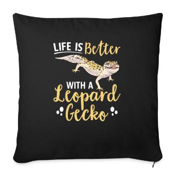 Leopard Gecko Reptile Pet Gecko - Sofa pillowcase 17,3'' x 17,3'' (45 x 45 cm) - black - Front