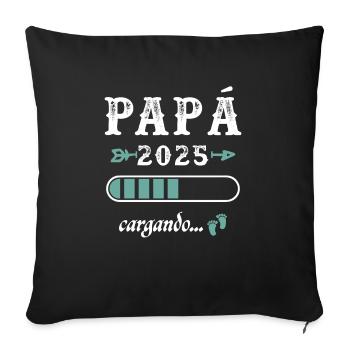 Papa 2025 Loading Geschenk Zukunft Vater - Sofakissenbezug 45 x 45 cm - Schwarz - Vorne