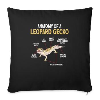 Leopardgecko Reptil Haustier Gecko - Sofakissenbezug 45 x 45 cm - Schwarz - Vorne