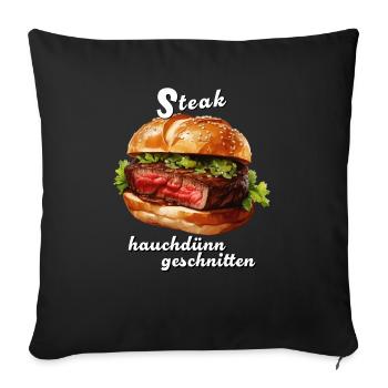 STEAK wafer-thin sliced - Sofa pillowcase 17,3'' x 17,3'' (45 x 45 cm) - black - Front