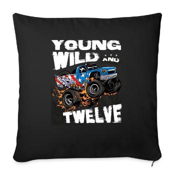 m Monster Truck 12. Geburtstag Boy Party - Jung, - Sofakissenbezug 45 x 45 cm - Schwarz - Vorne
