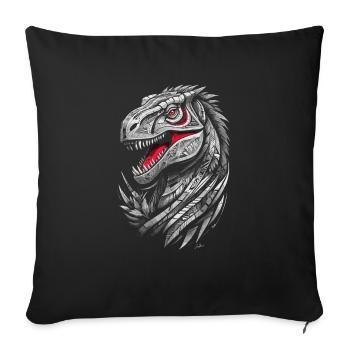 Dinosaure T-rex géométrique - Housse de coussin décorative 45 x 45 cm - noir - Devant