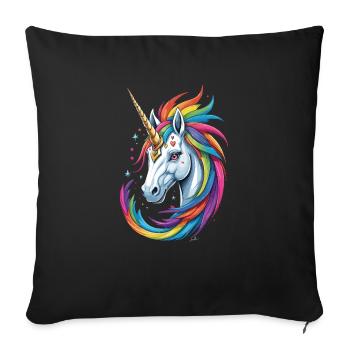 Licorne coloré - Housse de coussin décorative 45 x 45 cm - noir - Devant