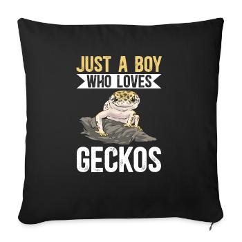 Leopardgecko Reptil Haustier Gecko - Sofakissenbezug 45 x 45 cm - Schwarz - Vorne
