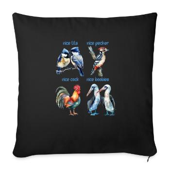 Drôles d’oiseaux nommés Nice birds - Housse de coussin décorative 45 x 45 cm - noir - Devant